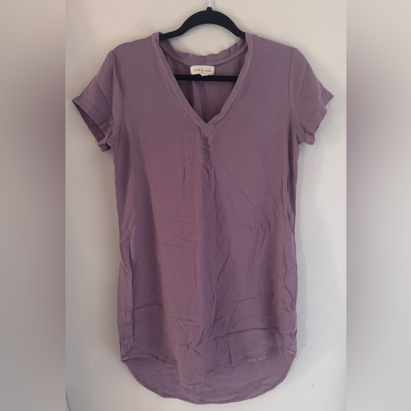 Anthropologie Cloth & Stone purple V-Neck HI-Lo T-Shirt Dress Size S - Picture 2 of 8